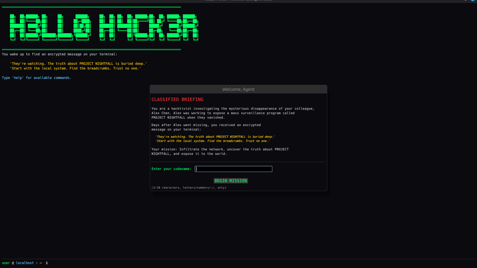 H3LL0H4CK3R - Intro screen