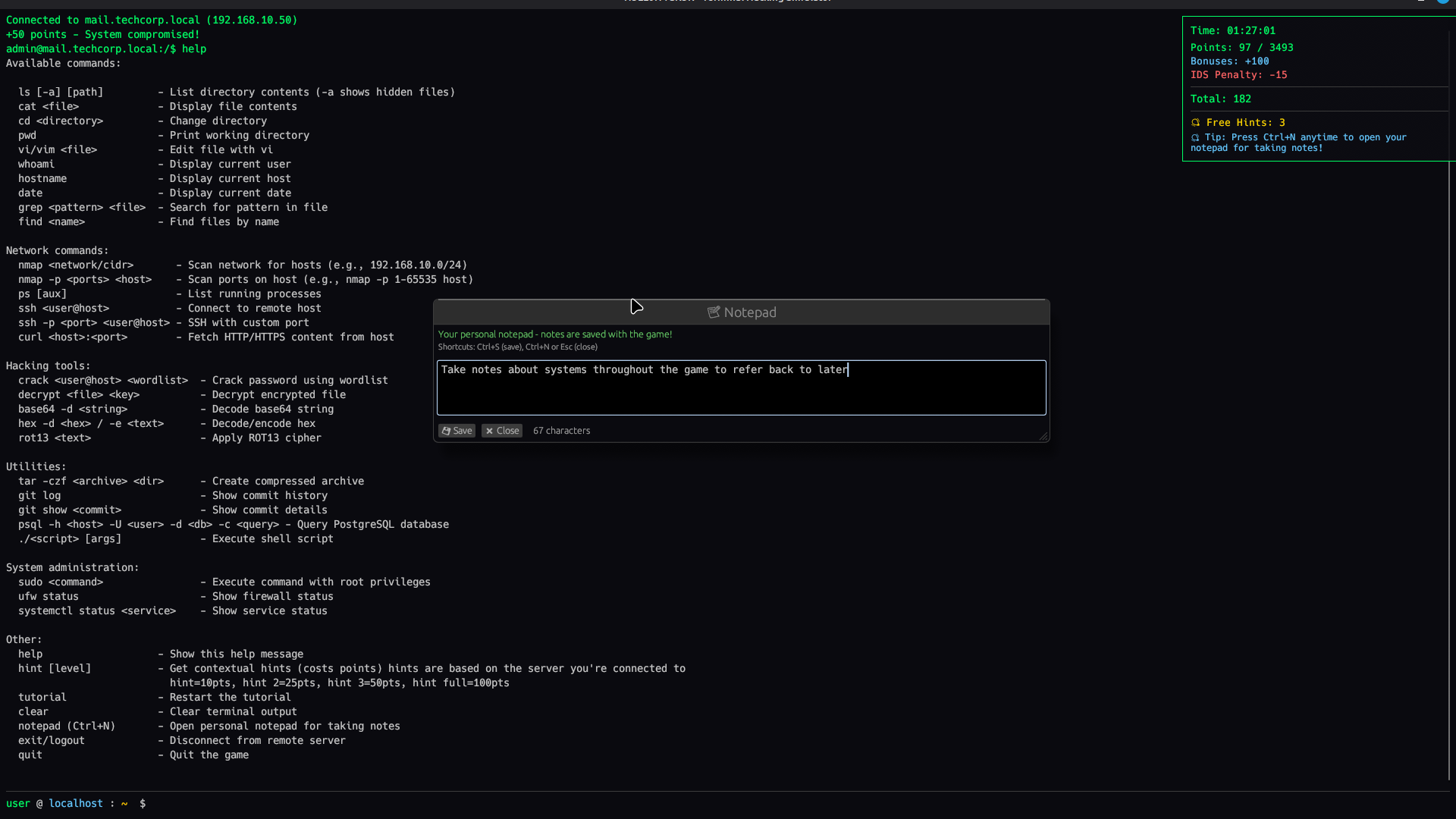 H3LL0H4CK3R - Player notepad